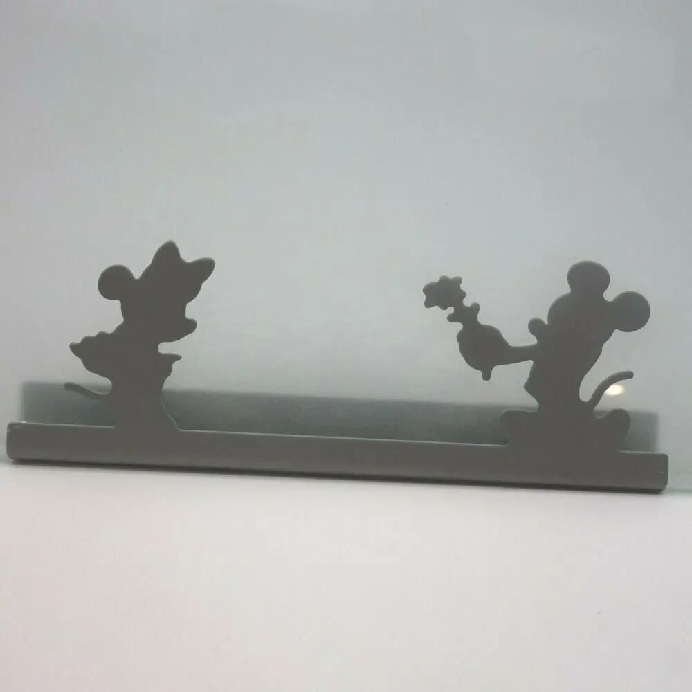 Disney Michael Graves Mickey Minnie Mouse 4x6 Silver Picture Frame Frosted Glass
